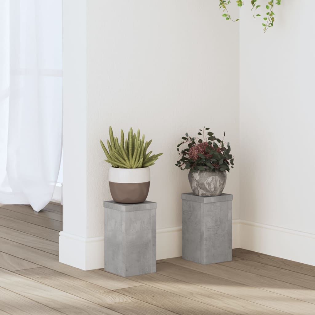 Vidaxx supports pour plantes 2 pcs 10x10x18 cm bois d'ingénierie béton gris