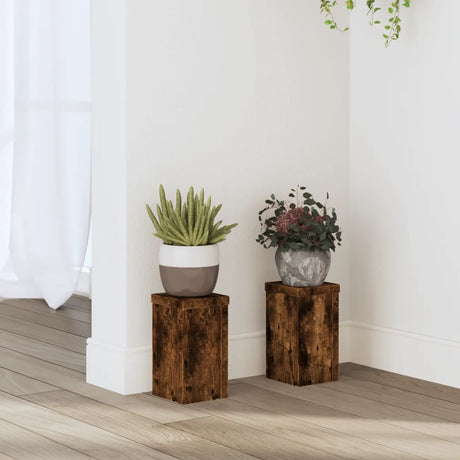 Vidaxx supports pour plantes 2 pcs 10x10x18 cm bois transformé chêne fumé