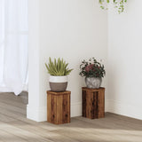 VidaXL supports pour plantes 2 pcs 10x10x18 cm bois traité, couleur bois ancien