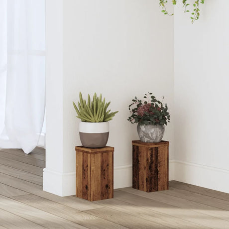 VidaXL supports pour plantes 2 pcs 10x10x18 cm bois traité, couleur bois ancien