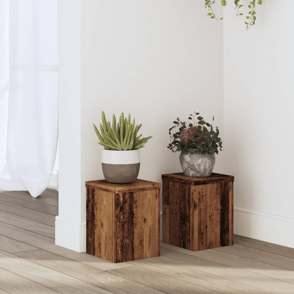 VidaXL supports pour plantes 2 pcs 15x15x20 cm bois traité, couleur bois ancien