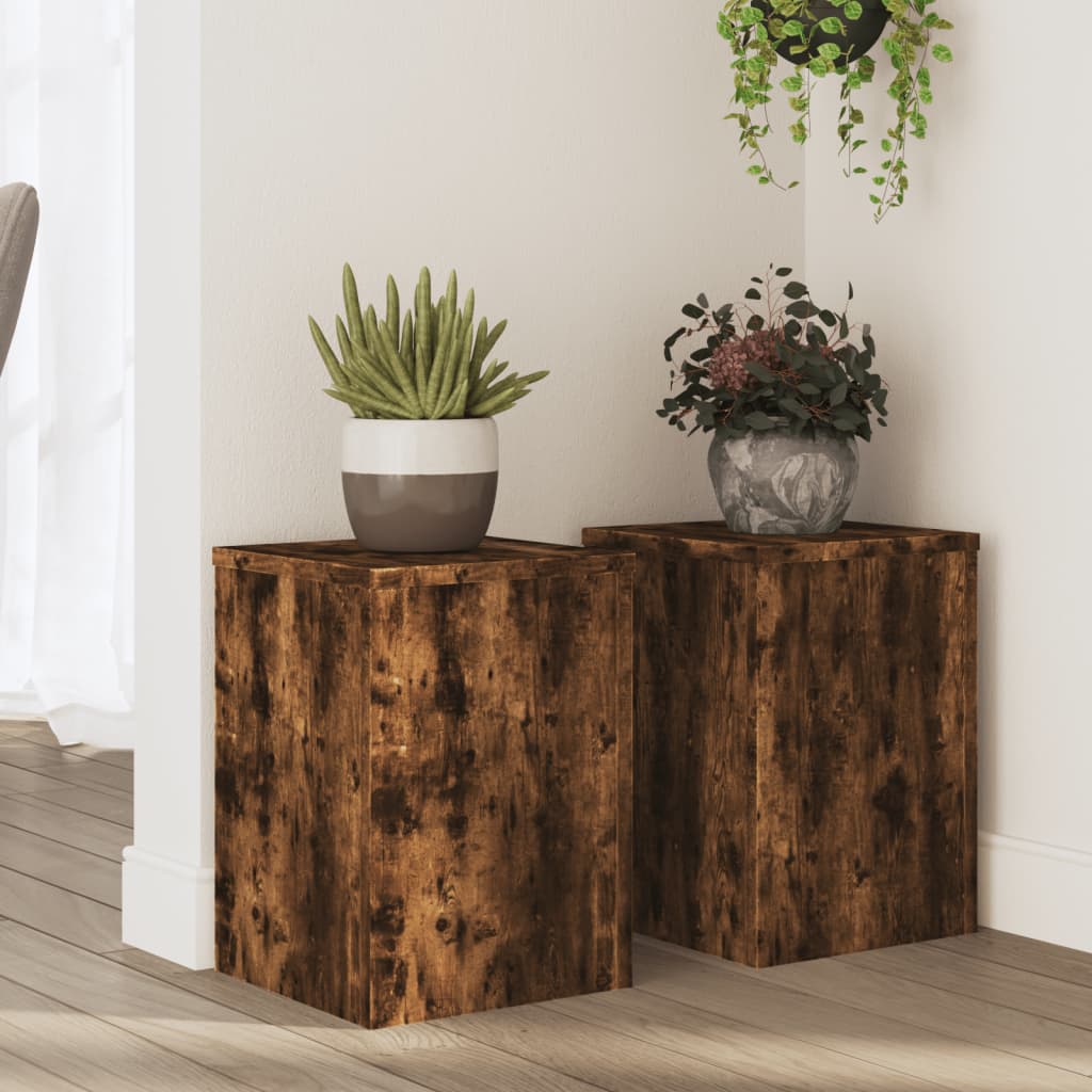 Vidaxx supports pour plantes 2 pcs 25x25x35 cm bois transformé chêne fumé
