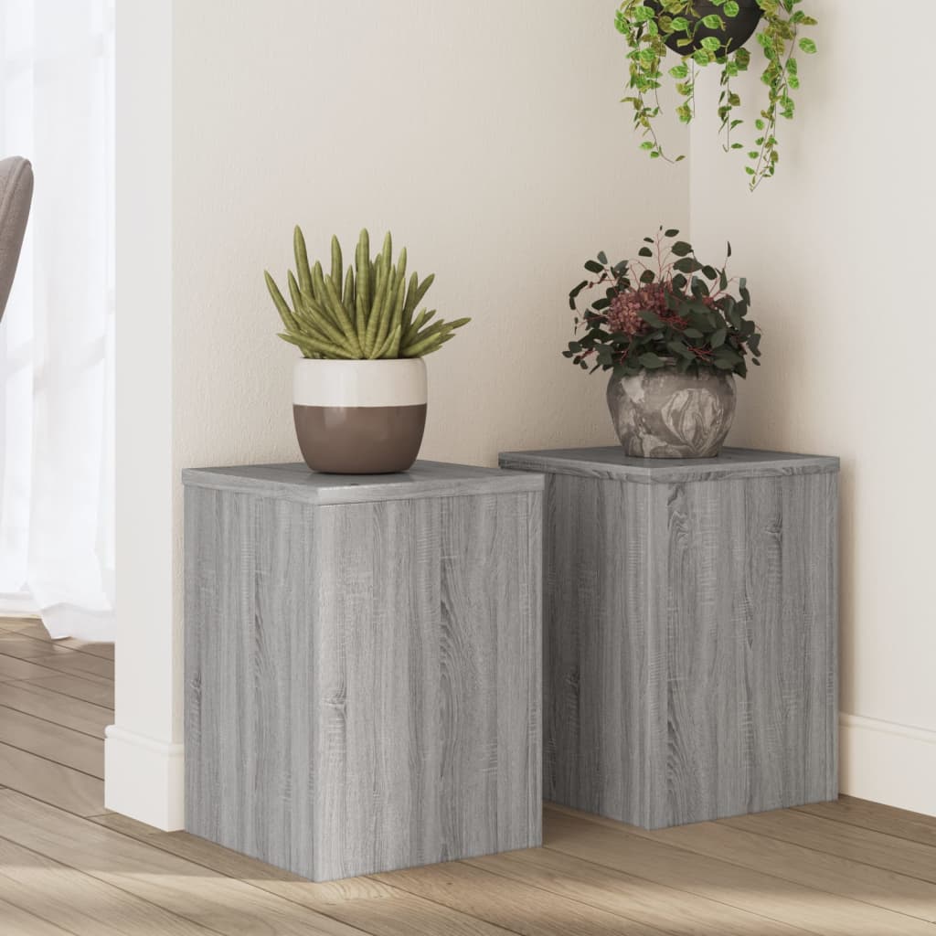 Vidaxxl supports pour plantes 2 pcs 25x25x35 cm bois d'ingénierie gris sonoma