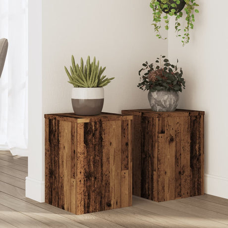 VidaXL support pour plantes 2 pcs 25x25x35 cm bois traité, couleur bois ancien