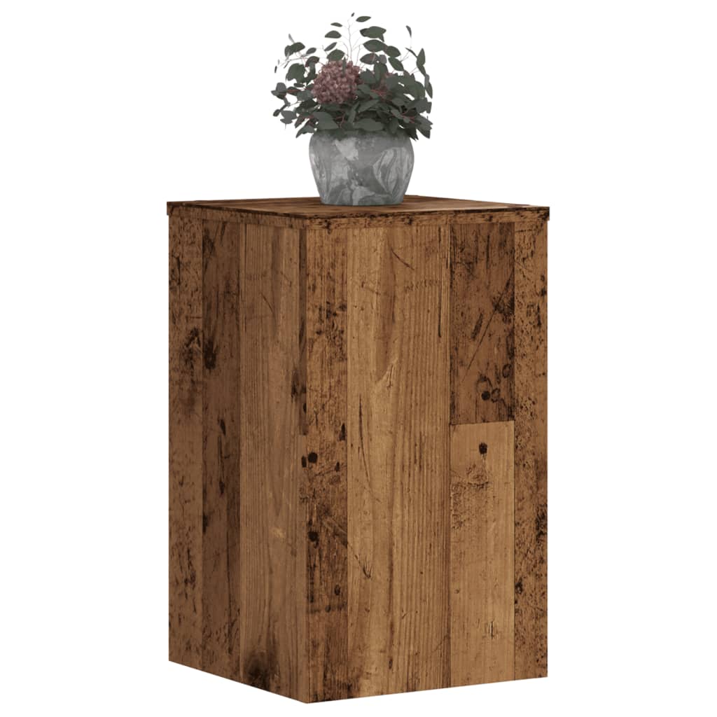 VidaXL Plantenstandaards 2 st 30x30x50 cm bewerkt hout oud houtkleurig