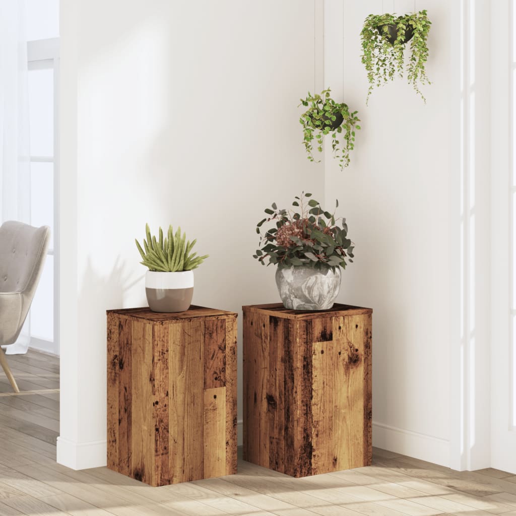 VidaXL Supports pour plantes 2 pcs 30x30x50 cm bois traité, couleur bois ancien