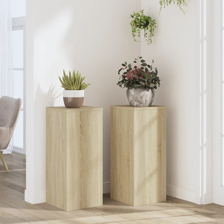 VidaXL supports pour plantes 2 pcs 30x30x70 cm bois d'ingénierie chêne sonoma