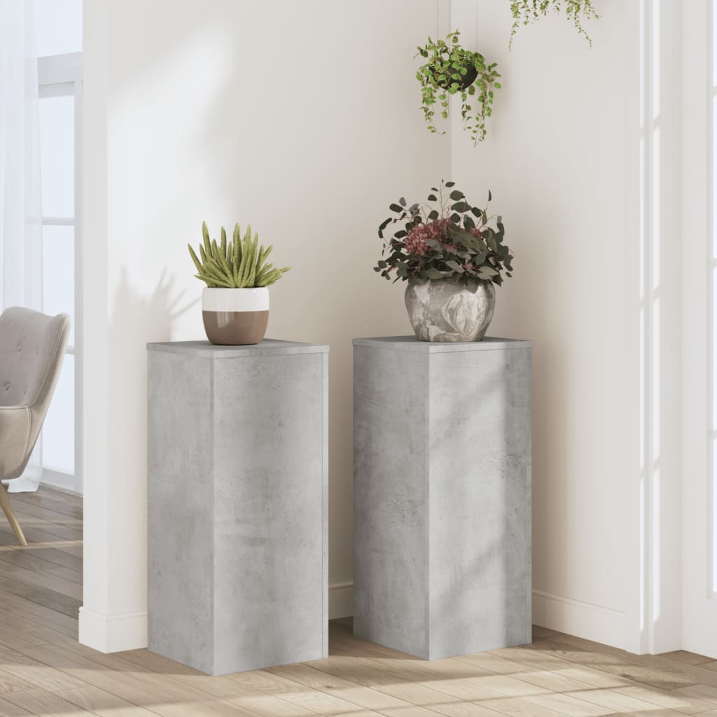 VidaXL supports pour plantes 2 pcs 30x30x70 cm bois d'ingénierie béton gris