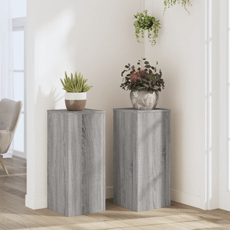 Vidaxx supports pour plantes 2 pcs 30x30x70 cm bois d'ingénierie gris sonoma