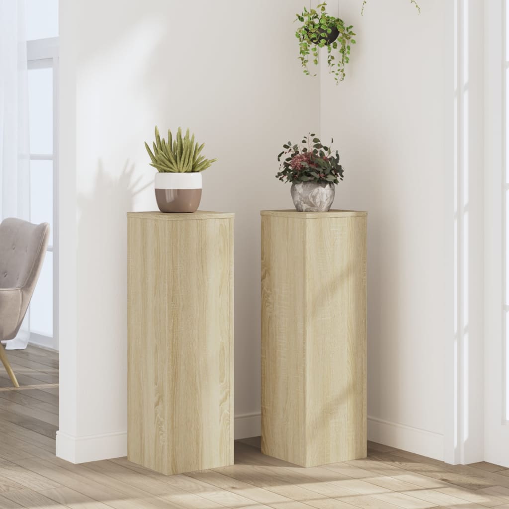 VidaXL supports pour plantes 2 pcs 25x25x80 cm bois d'ingénierie chêne sonoma