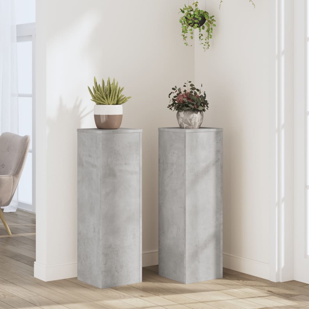 Vidaxx supports pour plantes 2 pcs 25x25x80 cm bois d'ingénierie béton gris