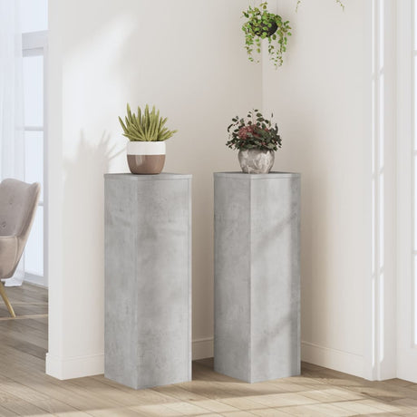 Vidaxx supports pour plantes 2 pcs 25x25x80 cm bois d'ingénierie béton gris