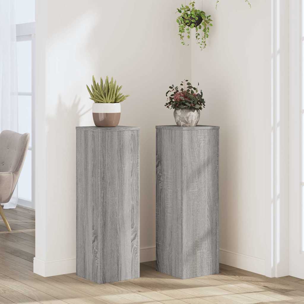 Vidaxxl supports pour plantes 2 pcs 25x25x80 cm bois d'ingénierie gris sonoma