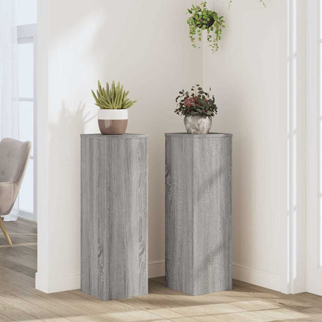 Vidaxxl supports pour plantes 2 pcs 25x25x80 cm bois d'ingénierie gris sonoma
