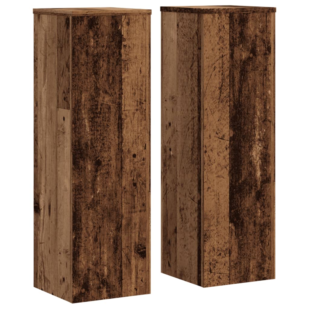 Vidaxxl supports pour plantes 2 pcs 25x25x80 cm bois traité, couleur bois ancien