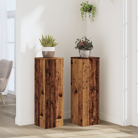 Vidaxxl supports pour plantes 2 pcs 25x25x80 cm bois traité, couleur bois ancien