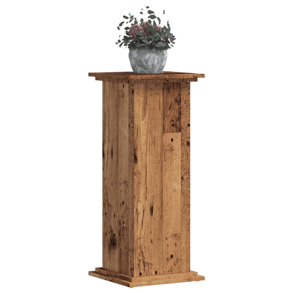 VidaXL Plantenstandaard 33x33x80 cm bewerkt hout oud houtkleurig