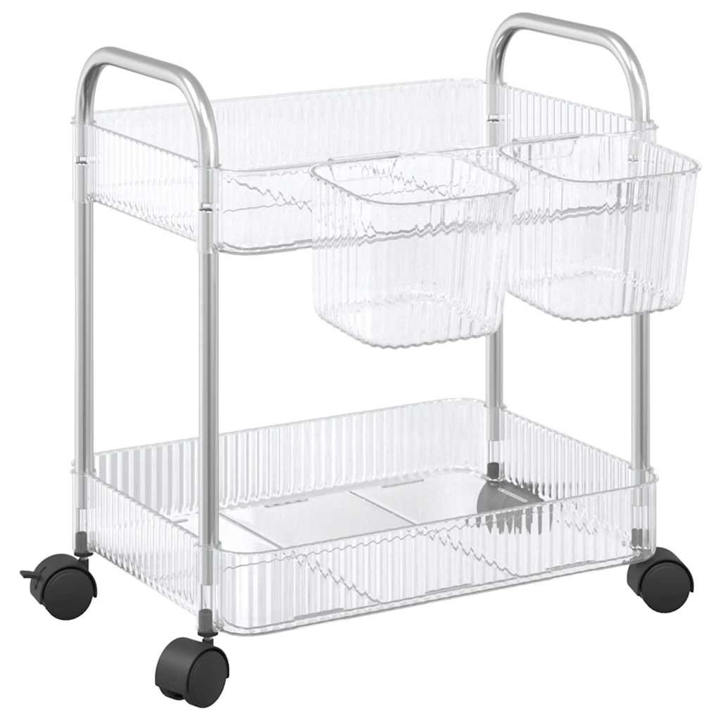 Vidaxx chariot de rangement 2 couches 37x28x43,5 cm acrylique transparent