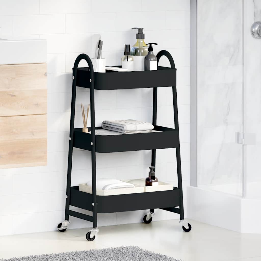 Vidaxx chariot de rangement 3 couches 42x41,5x77 cm acier noir