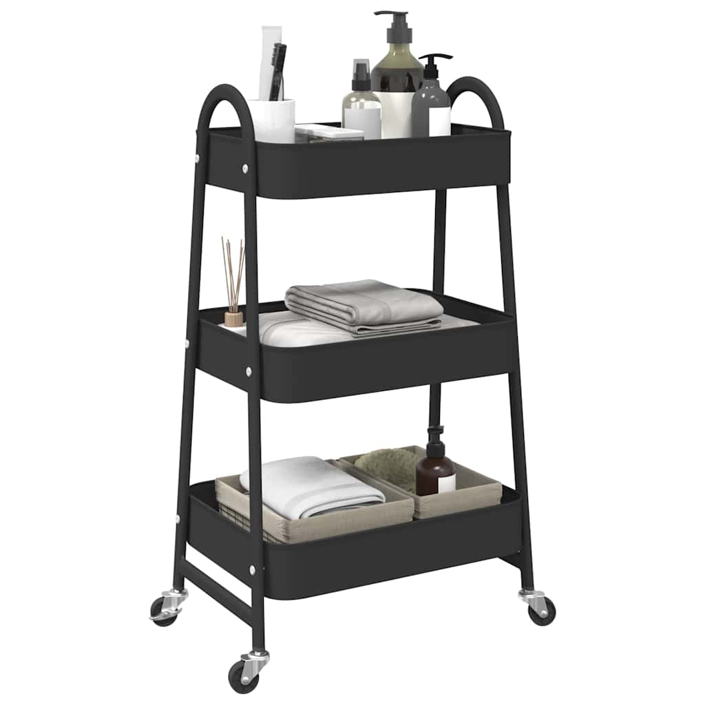 Vidaxx chariot de rangement 3 couches 42x41,5x77 cm acier noir