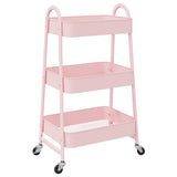 Vidaxx chariot de rangement 3 couches rose 42x41,5x77 cm acier