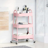 Vidaxx chariot de rangement 3 couches rose 42x41,5x77 cm acier