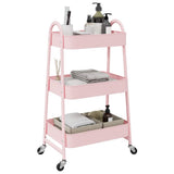 Vidaxx chariot de rangement 3 couches rose 42x41,5x77 cm acier