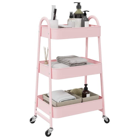 Vidaxx chariot de rangement 3 couches rose 42x41,5x77 cm acier