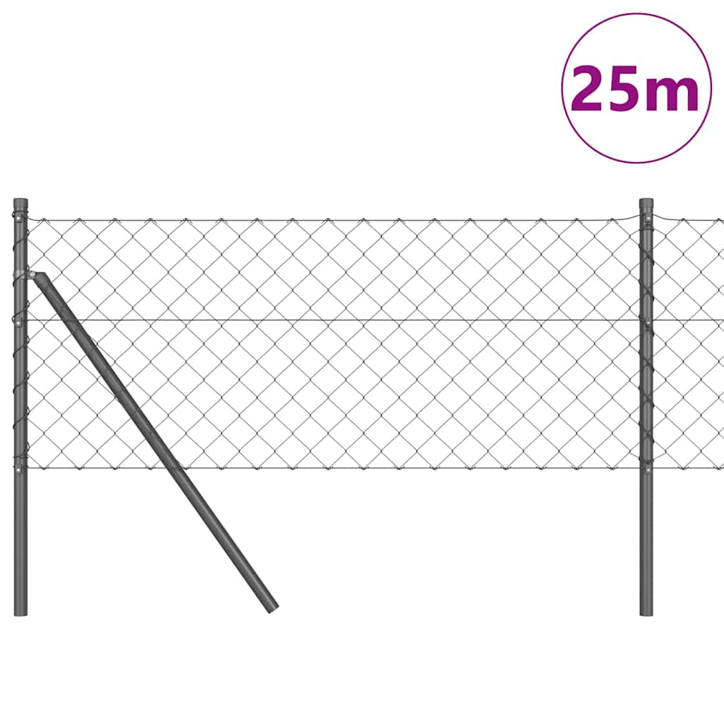 Vidaxl poteau de clôture gris 25 x 0,8 m (maille 60 x 60 mm) acier