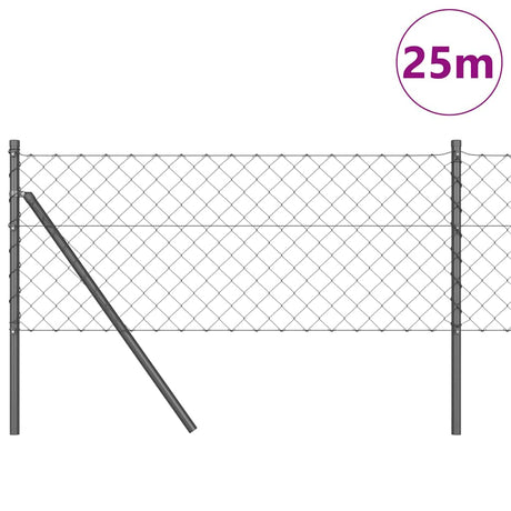 Vidaxl poteau de clôture gris 25 x 0,8 m (maille 60 x 60 mm) acier