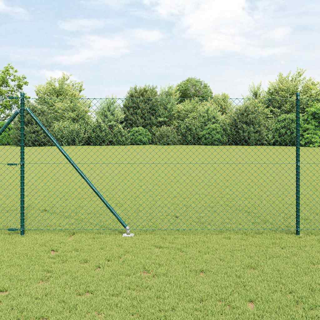Vidaxl poteau de clôture vert 10 x 1 m (maille 40 x 40 mm) acier et PVC