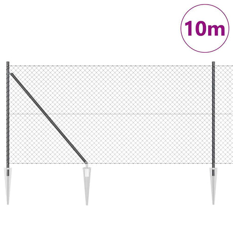 Vidaxl poteau de clôture gris 10 x 1 m (maille 40 x 40 mm) acier et PVC