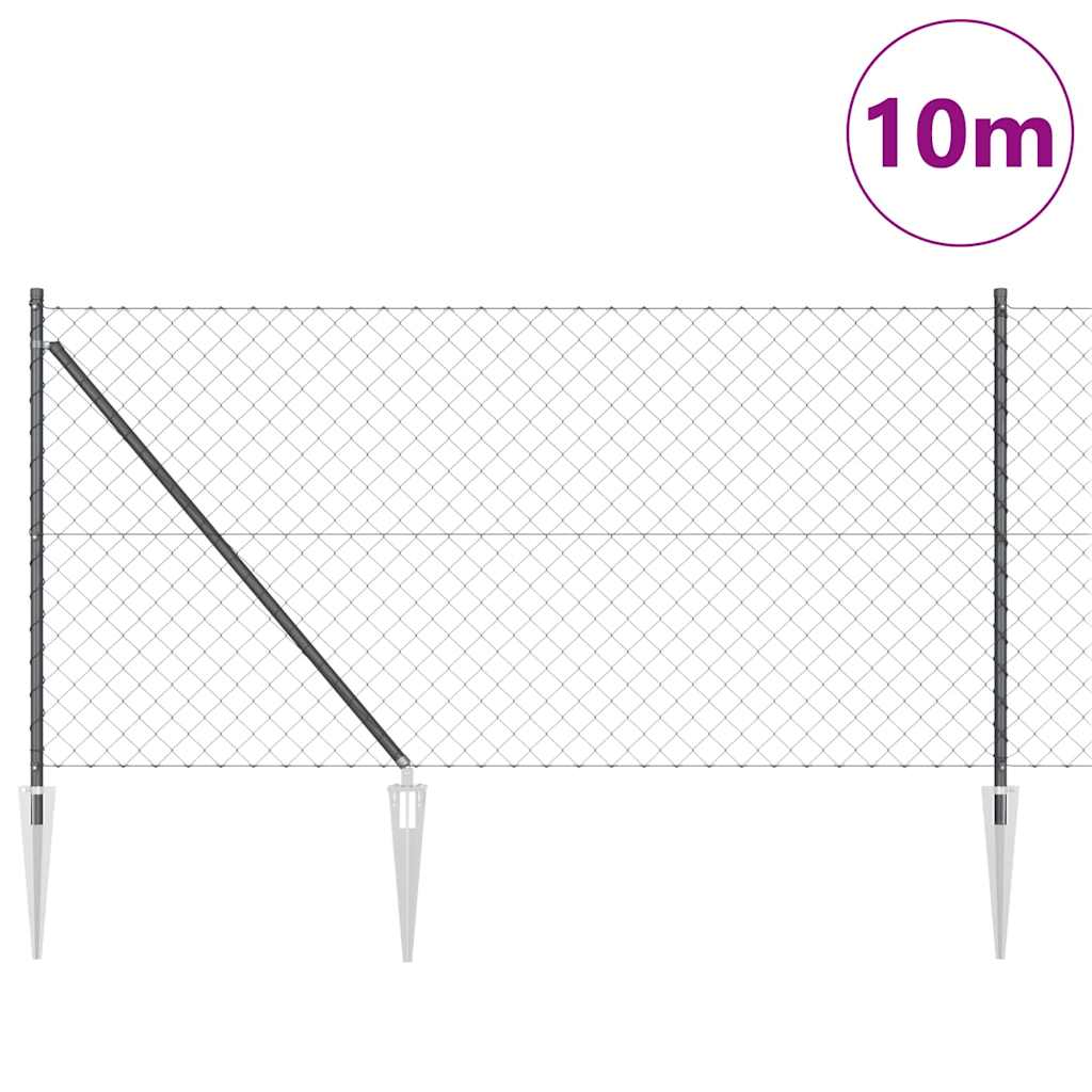 Vidaxl poteau de clôture gris 10 x 1 m (maille 60 x 60 mm) acier et PVC