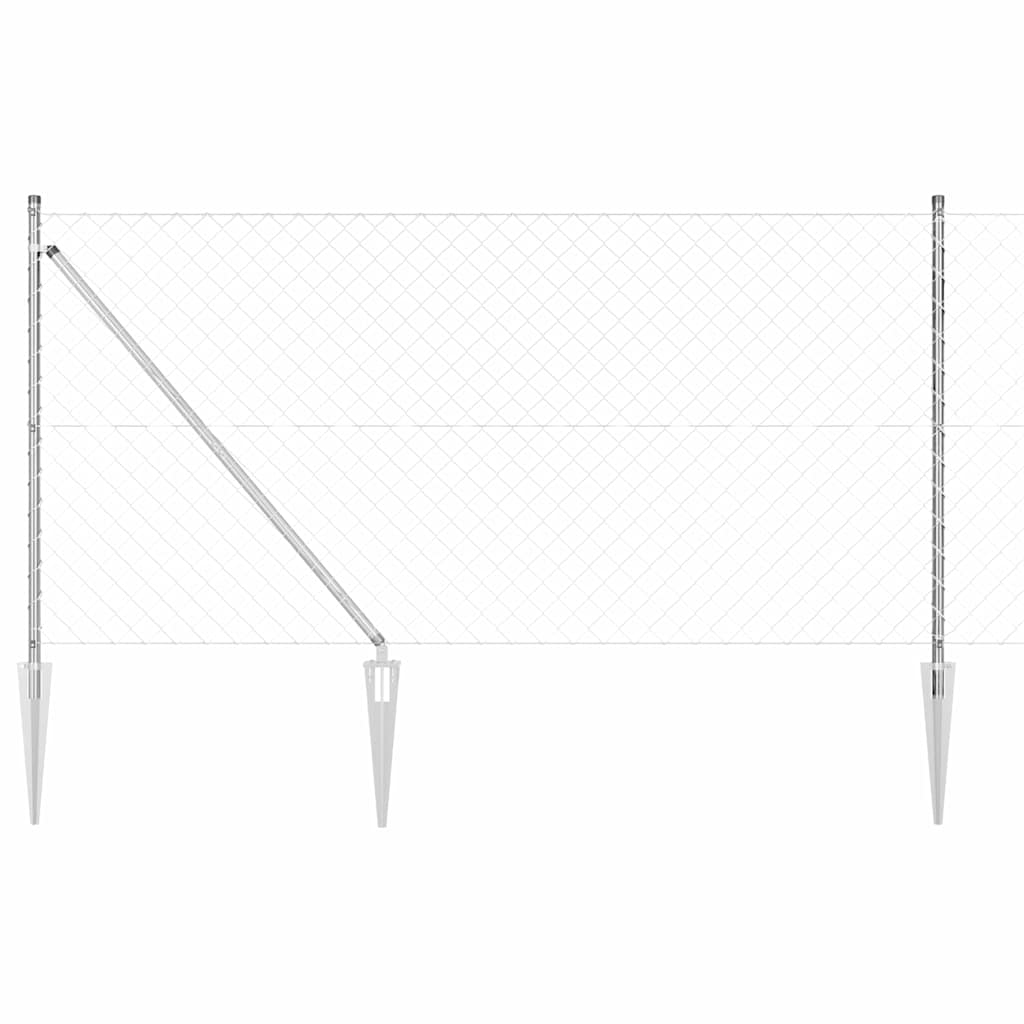 Vidaxl poteau de clôture argent 10 x 1 m (maille 60 x 60 mm) acier