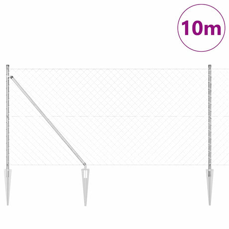 Vidaxl poteau de clôture argent 10 x 1,2 m (maille 60 x 60 mm) acier