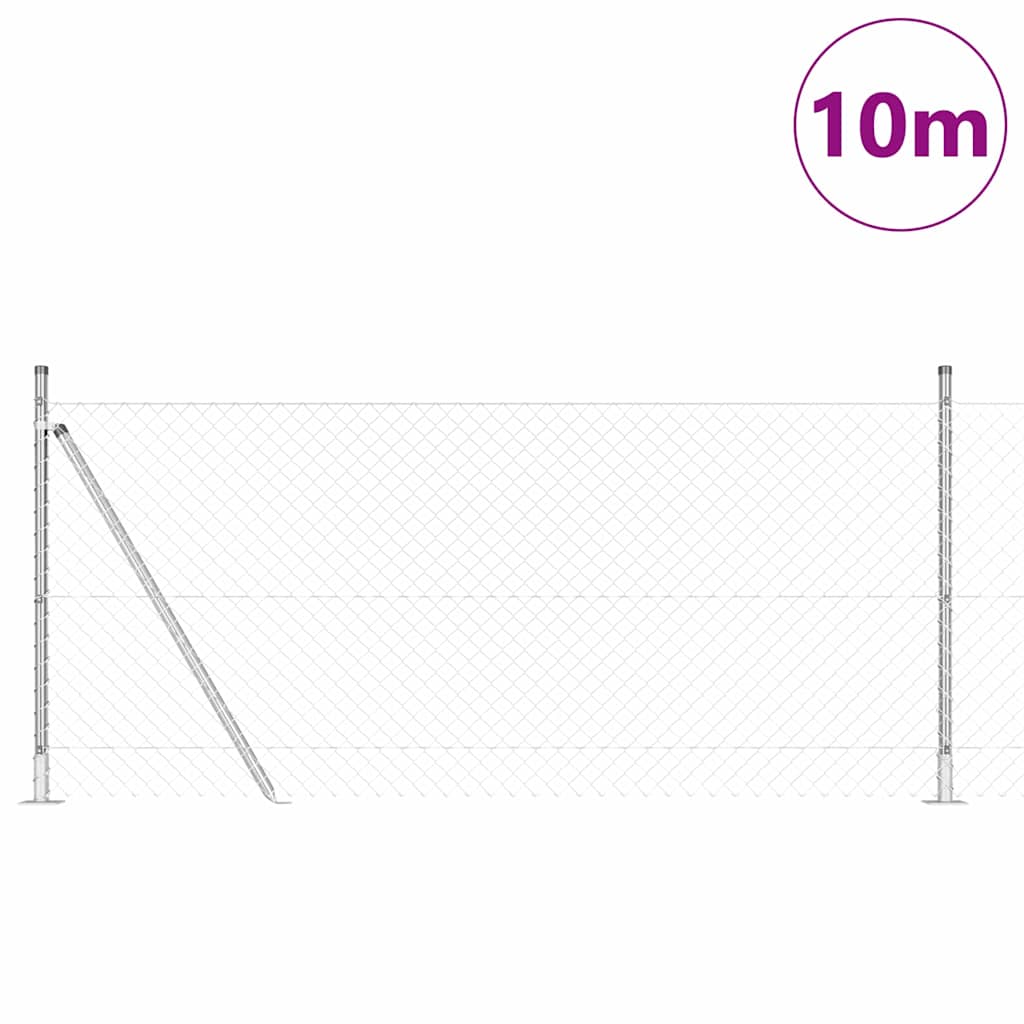 Vidaxl poteau de clôture argent 10 x 0,8 m (maille 40 x 40 mm) acier