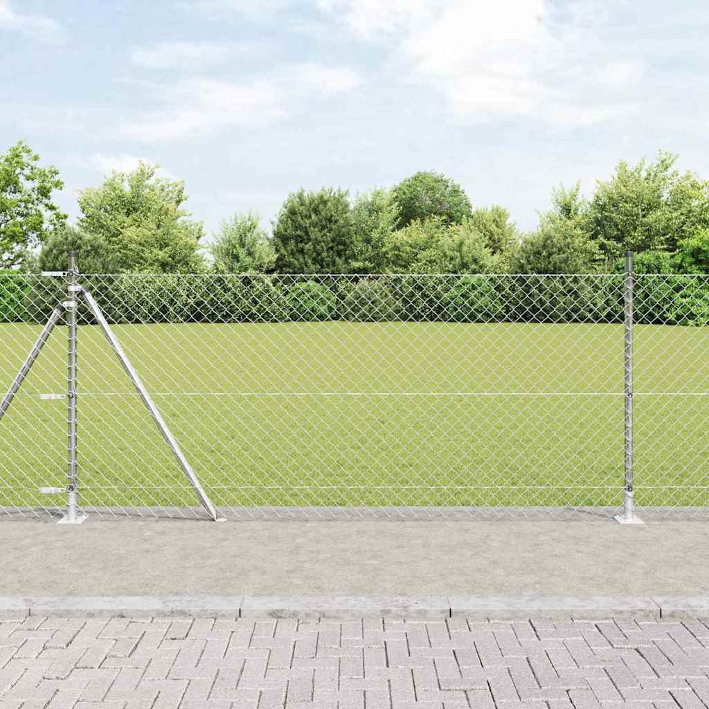 Vidaxl poteau de clôture argent 25 x 0,8 m (maille 60 x 60 mm) acier