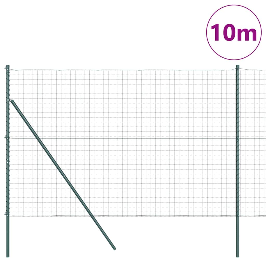 Clôture Vidaxl avec poteau vert 1,6 x 10 m acier et PVC