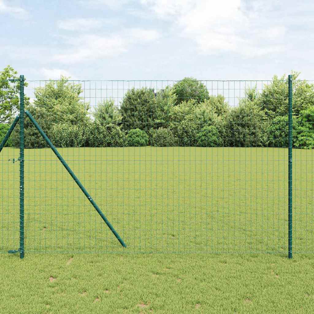 Clôture Vidaxl avec poteau vert 1,5 x 10 m acier et PVC