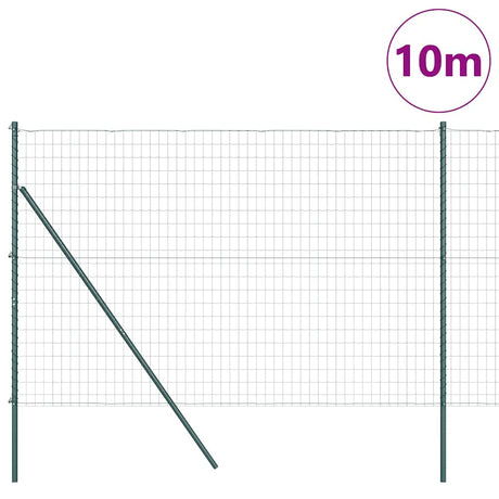 Clôture Vidaxl avec poteau vert 1,6 x 10 m acier et PVC