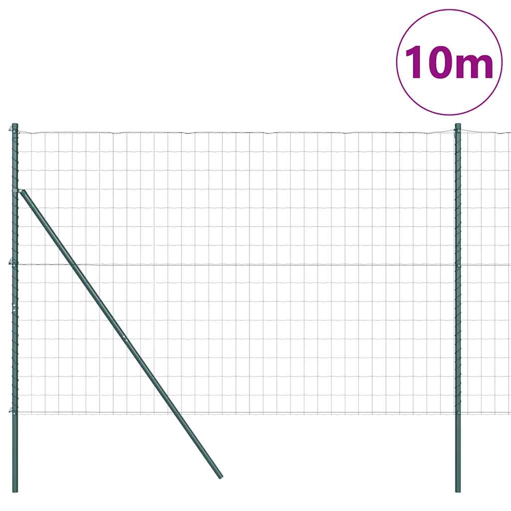 Clôture Vidaxl avec poteau vert 1,5 x 10 m acier et PVC