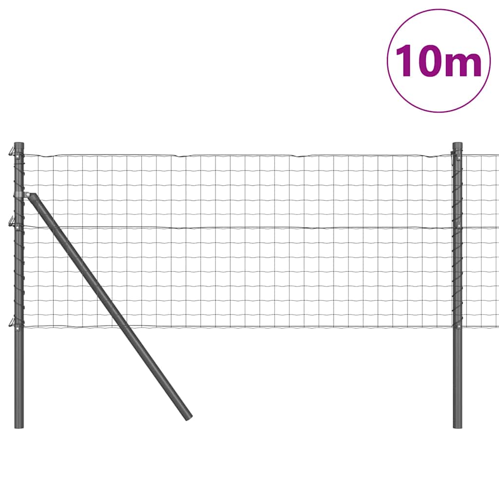 Clôture Vidaxl avec poteau gris 0,8 x 10 m acier et PVC