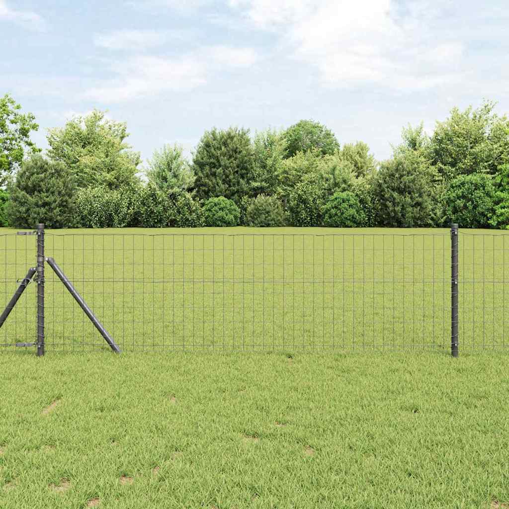 Clôture Vidaxl avec poteau gris 0,8 x 10 m acier et PVC