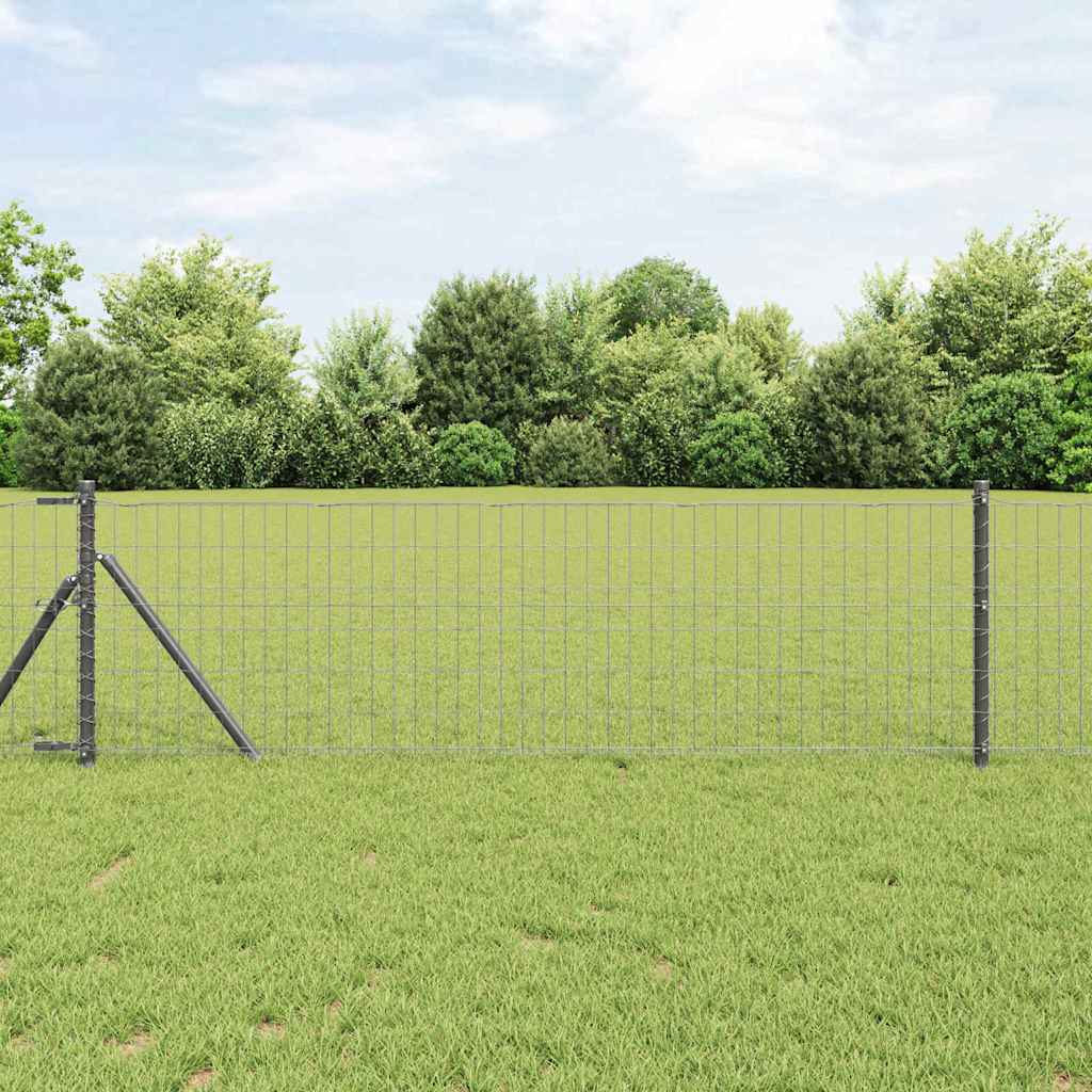 Clôture Vidaxl avec poteau gris 0,4 x 25 m acier et PVC