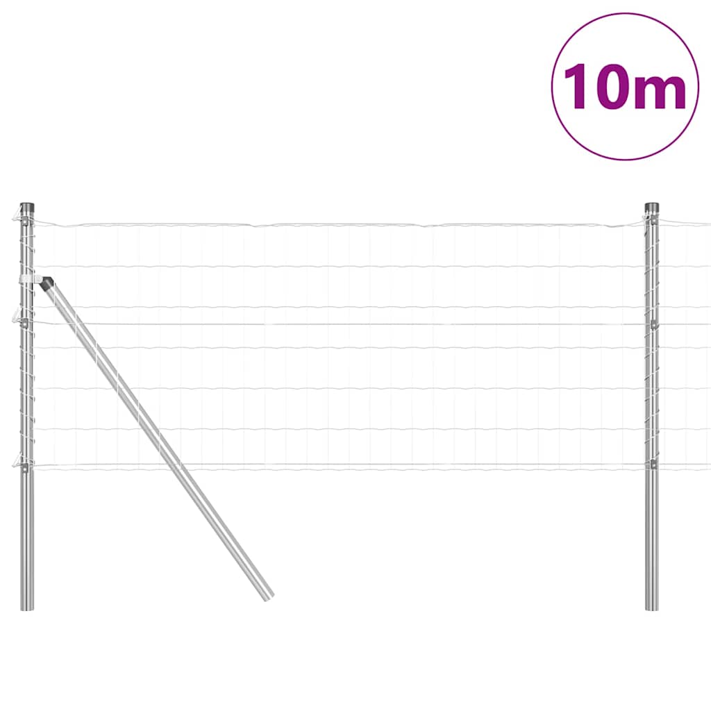 Clôture Vidaxl avec poteau argent 0,8 x 10 m acier et PVC
