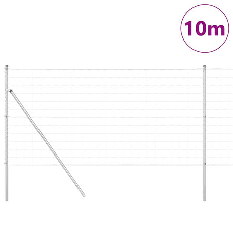 Clôture Vidaxl avec poteau argent 1,4 x 10 m acier et PVC