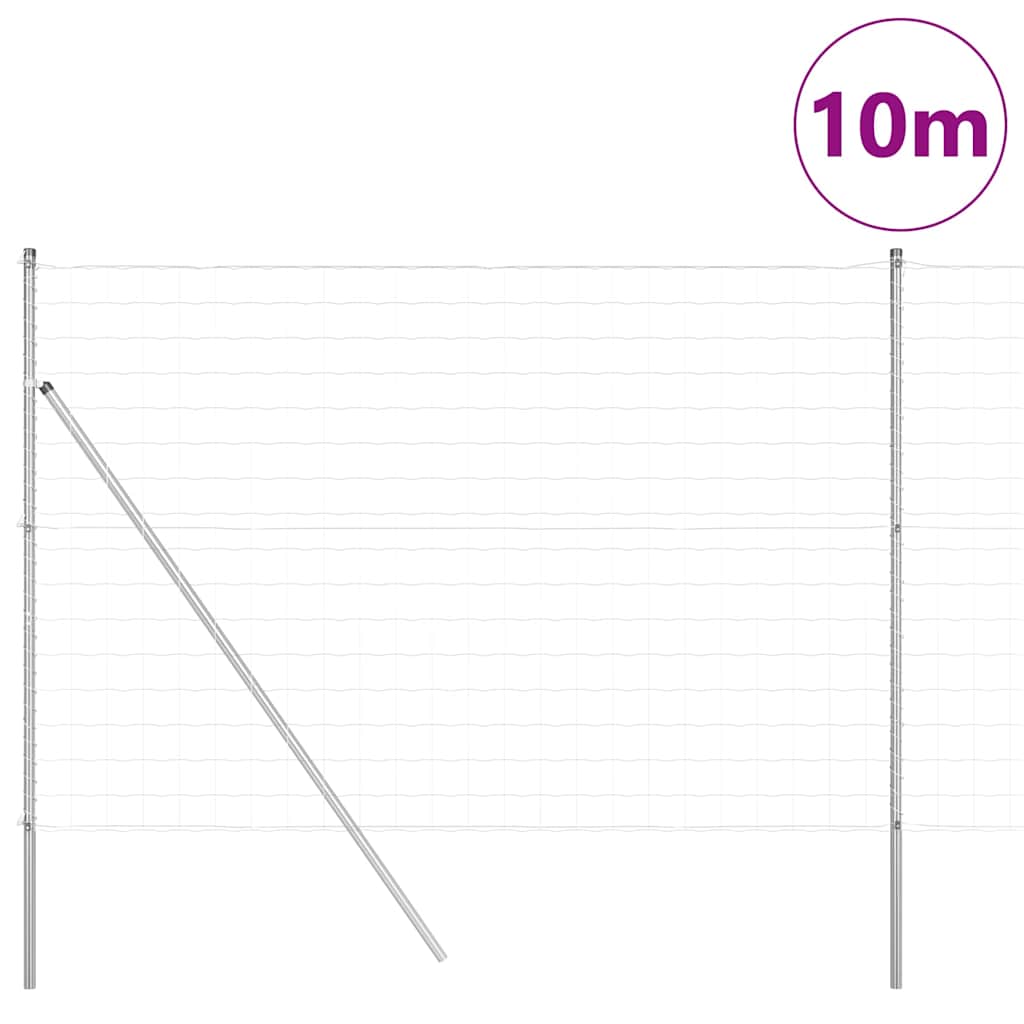Clôture Vidaxl avec poteau argent 1,5 x 10 m acier et PVC