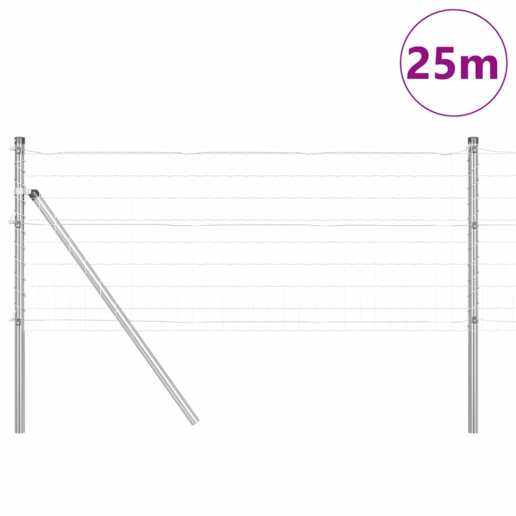 Clôture Vidaxl avec poteau argent 0,4 x 25 m acier et PVC