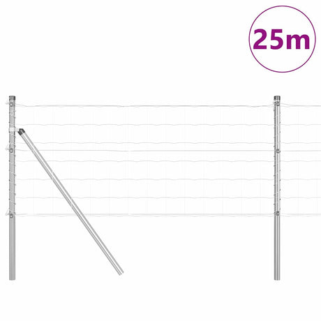 Clôture Vidaxl avec poteau argent 0,4 x 25 m acier et PVC