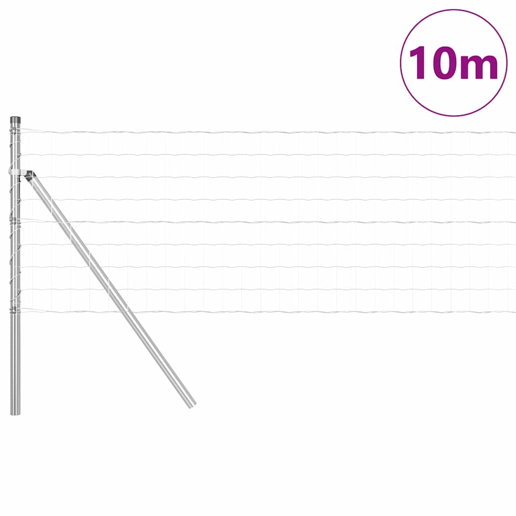Clôture Vidaxl avec poteau argent 0,4 x 10 m acier et PVC